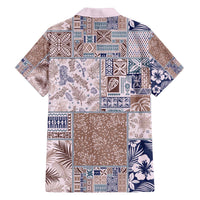 Aloha Hawaii Pastel Christmas Patchwork Family Matching Off The Shoulder Long Sleeve Dress and Hawaiian Shirt Rustic Style LT7 - Polynesian Pride
