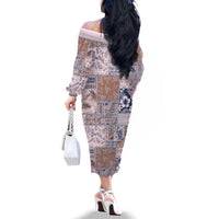 Aloha Hawaii Pastel Christmas Patchwork Family Matching Off The Shoulder Long Sleeve Dress and Hawaiian Shirt Rustic Style LT7 - Polynesian Pride