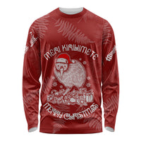 New Zealand Christmas Long Sleeve Shirt Silver Fern Mix Kiwi Bird Ver01 LT7 Unisex Red - Polynesian Pride