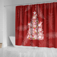 New Zealand Christmas Shower Curtain Silver Fern Mix Kiwi Bird Ver02 LT7 - Polynesian Pride