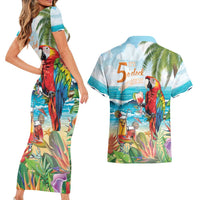 Aloha Hawaii Christmas Couples Matching Short Sleeve Bodycon Dress and Hawaiian Shirt It's 5 o'clock Somewhere LT7 - Polynesian Pride