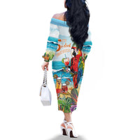 Aloha Hawaii Christmas Family Matching Off The Shoulder Long Sleeve Dress and Hawaiian Shirt It's 5 o'clock Somewhere LT7 - Polynesian Pride