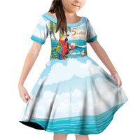 Aloha Hawaii Christmas Family Matching Off Shoulder Short Dress and Hawaiian Shirt It's 5 o'clock Somewhere LT7 Daughter's Dress Colorful - Polynesian Pride