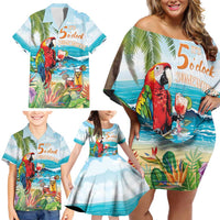 Aloha Hawaii Christmas Family Matching Off Shoulder Short Dress and Hawaiian Shirt It's 5 o'clock Somewhere LT7 - Polynesian Pride