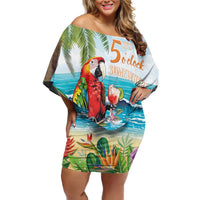 Aloha Hawaii Christmas Family Matching Off Shoulder Short Dress and Hawaiian Shirt It's 5 o'clock Somewhere LT7 Mom's Dress Colorful - Polynesian Pride