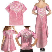 Breast Cancer Awareness Maori Aotearoa Family Matching Summer Maxi Dress and Hawaiian Shirt Manta Ray - Pink Glaze LT7 - Polynesian Pride