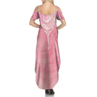 Breast Cancer Awareness Maori Aotearoa Family Matching Summer Maxi Dress and Hawaiian Shirt Manta Ray - Pink Glaze LT7 - Polynesian Pride
