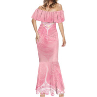 Breast Cancer Awareness Maori Aotearoa Mermaid Dress Manta Ray - Pink Glaze LT7 - Polynesian Pride