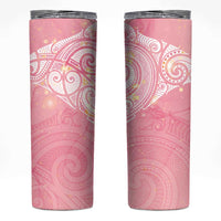 Breast Cancer Awareness Maori Aotearoa Skinny Tumbler Manta Ray - Pink Glaze LT7 Pink - Polynesian Pride