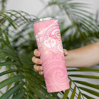 Breast Cancer Awareness Maori Aotearoa Skinny Tumbler Manta Ray - Pink Glaze LT7 - Polynesian Pride