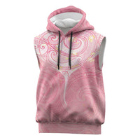 Breast Cancer Awareness Maori Aotearoa Sleeveless Hoodie Manta Ray - Pink Glaze LT7 Pink - Polynesian Pride