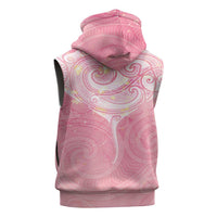 Breast Cancer Awareness Maori Aotearoa Sleeveless Hoodie Manta Ray - Pink Glaze LT7 - Polynesian Pride