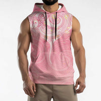 Breast Cancer Awareness Maori Aotearoa Sleeveless Hoodie Manta Ray - Pink Glaze LT7 - Polynesian Pride