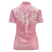 Breast Cancer Awareness Maori Aotearoa Women Polo Shirt Manta Ray - Pink Glaze LT7 - Polynesian Pride