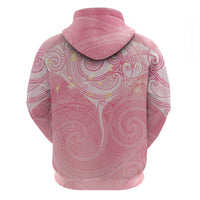 Breast Cancer Awareness Maori Aotearoa Zip Hoodie Manta Ray - Pink Glaze LT7 - Polynesian Pride