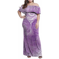 Epilepsy Awareness Maori Aotearoa Family Matching Off Shoulder Maxi Dress and Hawaiian Shirt Manta Ray - Purple Glaze LT7 Purple - Polynesian Pride
