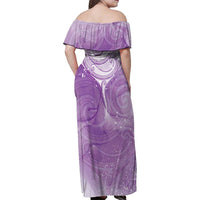 Epilepsy Awareness Maori Aotearoa Family Matching Off Shoulder Maxi Dress and Hawaiian Shirt Manta Ray - Purple Glaze LT7 - Polynesian Pride