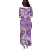 Epilepsy Awareness Maori Aotearoa Family Matching Puletasi and Hawaiian Shirt Manta Ray - Purple Glaze LT7 - Polynesian Pride