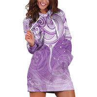 Epilepsy Awareness Maori Aotearoa Hoodie Dress Manta Ray - Purple Glaze LT7 Purple - Polynesian Pride