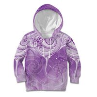 Epilepsy Awareness Maori Aotearoa Kid Hoodie Manta Ray - Purple Glaze - Polynesian Pride