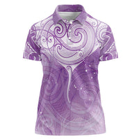 Epilepsy Awareness Maori Aotearoa Women Polo Shirt Manta Ray - Purple Glaze LT7 Female Purple - Polynesian Pride