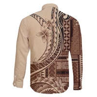Samoa Siapo Mamanu Family Matching Long Sleeve Bodycon Dress and Hawaiian Shirt Plumeria Mocha Motifs LT7 - Polynesian Pride