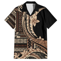 Samoa Siapo Mamanu Family Matching Off The Shoulder Long Sleeve Dress and Hawaiian Shirt Plumeria Black Motifs LT7 Dad's Shirt - Short Sleeve Black - Polynesian Pride