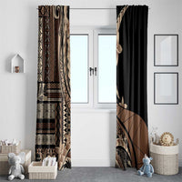 Samoa Siapo Mamanu Window Curtain Plumeria Black Motifs LT7 - Polynesian Pride
