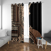 Samoa Siapo Mamanu Window Curtain Plumeria Black Motifs LT7 With Grommets Black - Polynesian Pride