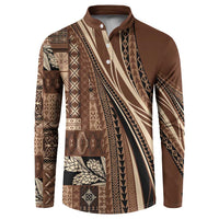 Pasifika Women's Day - Samoa Siapo Malu Tattoo Inspired Button Sweatshirt Brown