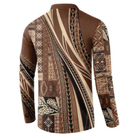 Pasifika Women's Day - Samoa Siapo Malu Tattoo Inspired Button Sweatshirt Brown