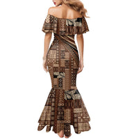 Pasifika Women's Day - Samoa Siapo Malu Tattoo Inspired Family Matching Mermaid Dress and Hawaiian Shirt Brown LT7 - Polynesian Pride