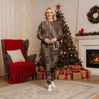 Pasifika Women's Day - Samoa Siapo Malu Tattoo Inspired Pajama Set Brown