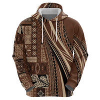Pasifika Women's Day - Samoa Siapo Malu Tattoo Inspired Zip Hoodie Brown