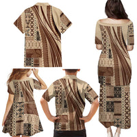 Pasifika Women's Day - Samoa Siapo Malu Tattoo Inspired Family Matching Puletasi and Hawaiian Shirt Beige LT7 - Polynesian Pride