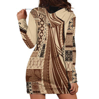 Pasifika Women's Day - Samoa Siapo Malu Tattoo Inspired Hoodie Dress Beige LT7 - Polynesian Pride