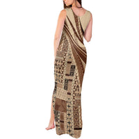 Pasifika Women's Day - Samoa Siapo Malu Tattoo Inspired Tank Maxi Dress Beige
