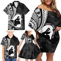 Mother's Day Family Matching Off Shoulder Short Dress and Hawaiian Shirt Polynesia Vintage Hibiscus - Black LT7 - Polynesian Pride