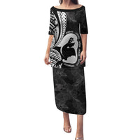 Mother's Day Family Matching Puletasi and Hawaiian Shirt Polynesia Vintage Hibiscus - Black LT7 Mom's Dress Black - Polynesian Pride