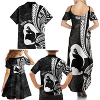 Mother's Day Family Matching Summer Maxi Dress and Hawaiian Shirt Polynesia Vintage Hibiscus - Black LT7 - Polynesian Pride