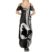 Mother's Day Family Matching Summer Maxi Dress and Hawaiian Shirt Polynesia Vintage Hibiscus - Black LT7 - Polynesian Pride
