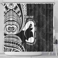 Mother's Day Shower Curtain Polynesia Vintage Hibiscus - Black