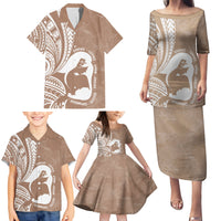 Mother's Day Family Matching Puletasi and Hawaiian Shirt Polynesia Vintage Hibiscus - Brown LT7 - Polynesian Pride