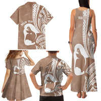 Mother's Day Family Matching Tank Maxi Dress and Hawaiian Shirt Polynesia Vintage Hibiscus - Brown LT7 - Polynesian Pride