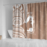 Mother's Day Shower Curtain Polynesia Vintage Hibiscus - Brown