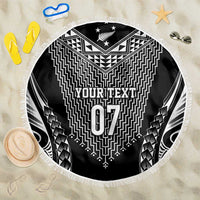 2025 Rugby Championship New Zealand Custom Beach Blanket Poutama Motifs - Polynesian Pride