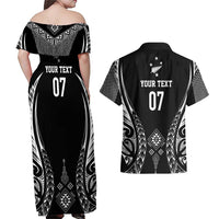 2025 Rugby Championship New Zealand Custom Couples Matching Off Shoulder Maxi Dress and Hawaiian Shirt Poutama Motifs - Polynesian Pride