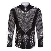 2025 Rugby Championship New Zealand Custom Family Matching Short Sleeve Bodycon Dress and Hawaiian Shirt Poutama Motifs LT7 Dad's Shirt - Long Sleeve Black - Polynesian Pride