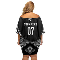 2025 Rugby Championship New Zealand Custom Off Shoulder Short Dress Poutama Motifs - Polynesian Pride