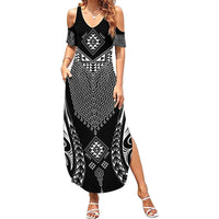 2025 Rugby Championship New Zealand Custom Summer Maxi Dress Poutama Motifs - Polynesian Pride